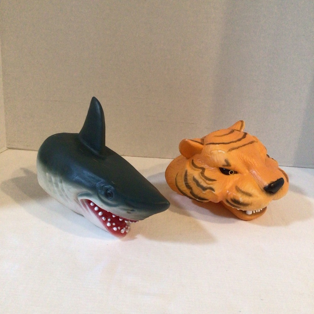 Rubber Animal Pretend Play Hand Puppets Lot of 2
